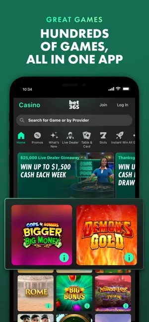 aplicación móvil Bet365 Casino